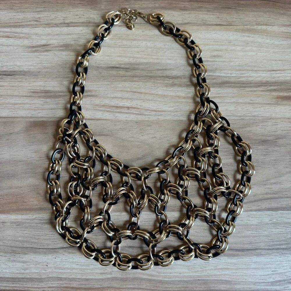 Heavy Chunky Gold MultiStrand Chain Necklace Biker Modern Statement Jewelry